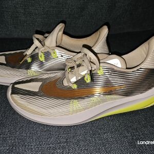 Nike Silver and Cream Sneakers with Neon Accents